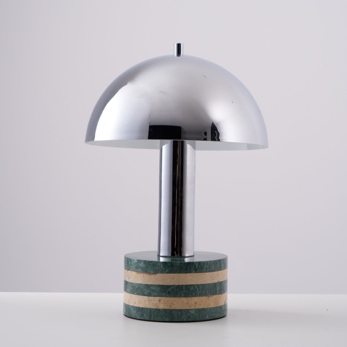 Luno Chrome Table Lamp with Green Marble Base – Modern Designer Desk Light