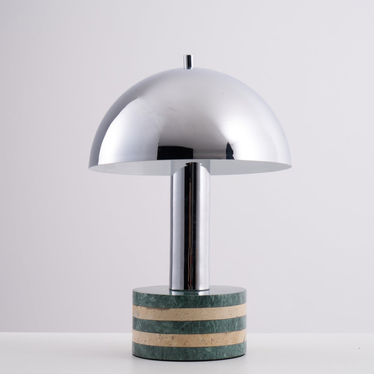 Luno Chrome Table Lamp with Green Marble Base – Modern Designer Desk Light