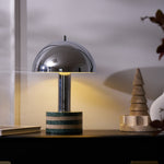 Luno Chrome Table Lamp with Green Marble Base – Modern Designer Desk Light