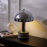 Luno Chrome Table Lamp with Green Marble Base – Modern Designer Desk Light