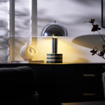 Luno Chrome Table Lamp with Green Marble Base – Modern Designer Desk Light