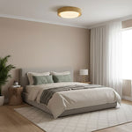 Lunor Ring Ceiling Light in Walnut Wood Grain Finish, Modern LED Flush Mount