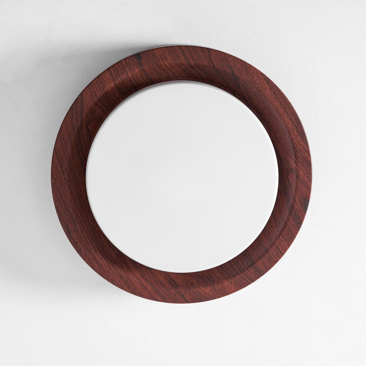 Lunor Ring Ceiling Light in Walnut Wood Grain Finish, Modern LED Flush Mount