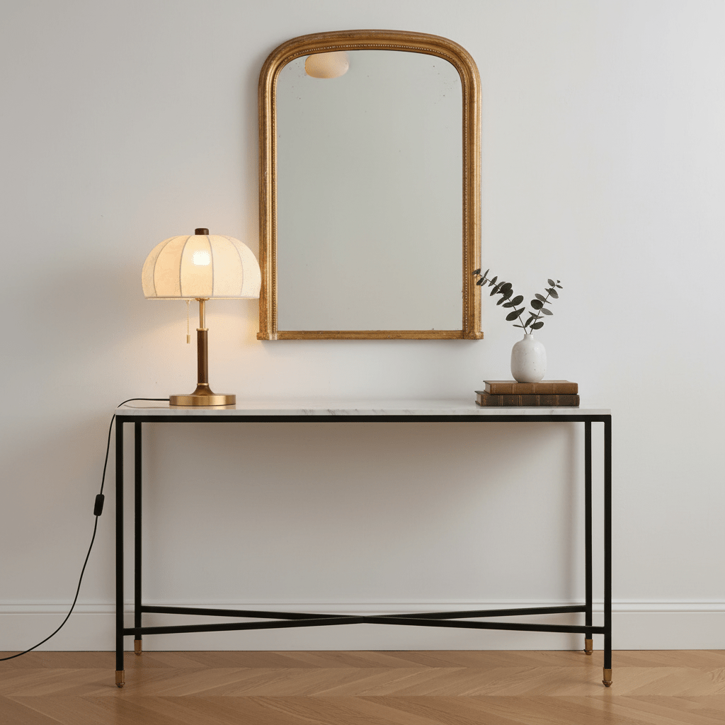 Lunora Fabric Table Lamp with Walnut Wood and Brass Accents