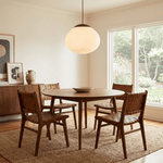 Lunora Dome Pendant Light – Frosted Glass & Wood Accent, Modern Minimalist Hanging Lamp
