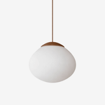 Lunora Dome Pendant Light – Frosted Glass & Wood Accent, Modern Minimalist Hanging Lamp