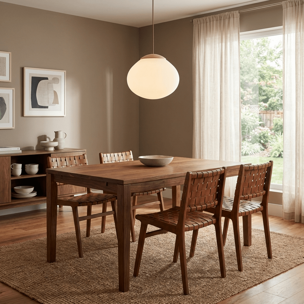 Lunora Dome Pendant Light – Frosted Glass & Wood Accent, Modern Minimalist Hanging Lamp