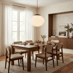 Lunora Dome Pendant Light – Frosted Glass & Wood Accent, Modern Minimalist Hanging Lamp