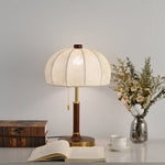 Lunora Fabric Table Lamp with Walnut Wood and Brass Accents