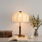 Lunora Fabric Table Lamp with Walnut Wood and Brass Accents