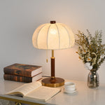 Lunora Fabric Table Lamp with Walnut Wood and Brass Accents