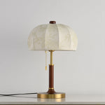 Lunora Fabric Table Lamp with Walnut Wood and Brass Accents