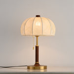 Lunora Fabric Table Lamp with Walnut Wood and Brass Accents