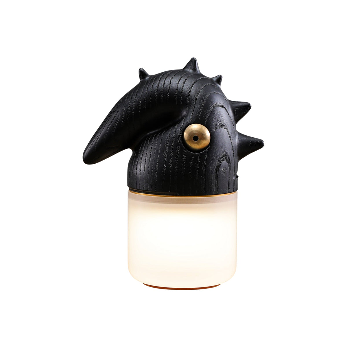 Luolongzi Cordless Table Lamp with Horsehair Shade, Wood & Acrylic