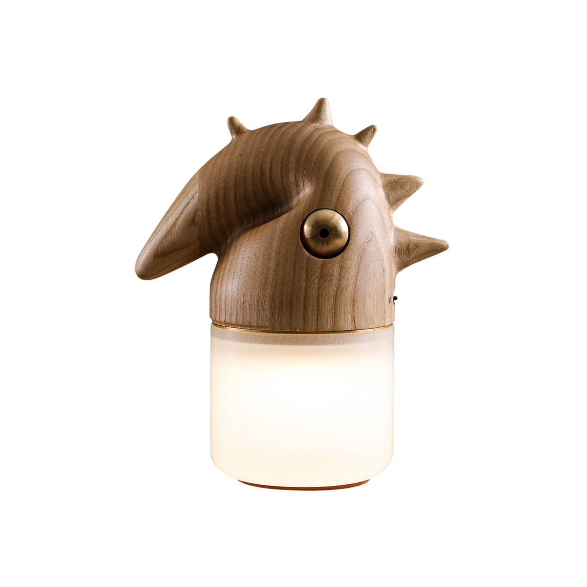 Luolongzi Cordless Table Lamp with Horsehair Shade, Wood & Acrylic