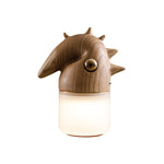 Luolongzi Cordless Table Lamp with Horsehair Shade, Wood & Acrylic