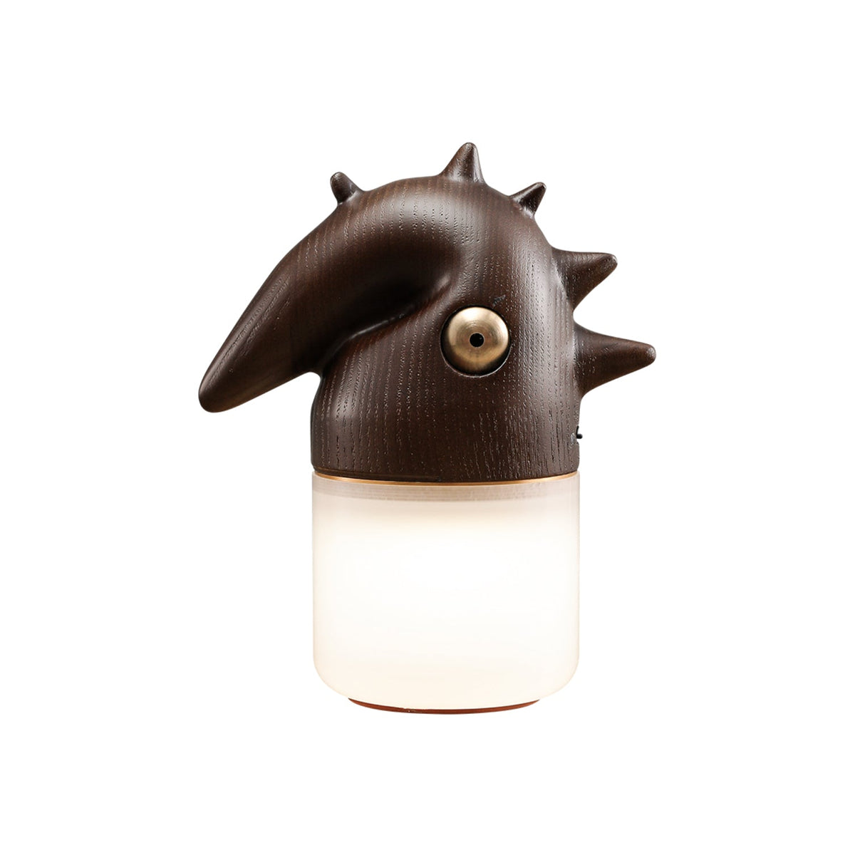 Luolongzi Cordless Table Lamp with Horsehair Shade, Wood & Acrylic