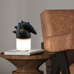 Luolongzi Cordless Table Lamp with Horsehair Shade, Wood & Acrylic