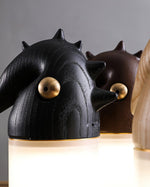 Luolongzi Cordless Table Lamp with Horsehair Shade, Wood & Acrylic