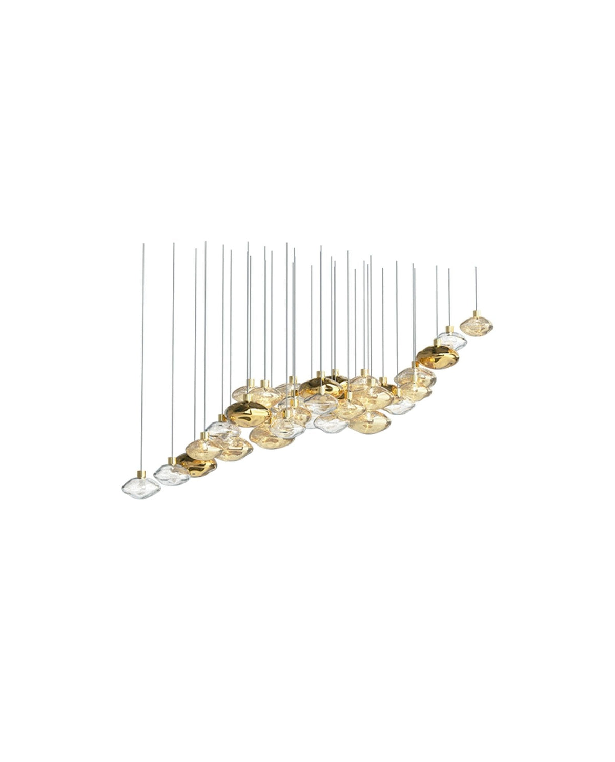 Lure Linear LED Chandelier in Gold and Clear Glass for Modern Interiors