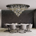 Lure Linear LED Chandelier in Gold and Clear Glass for Modern Interiors