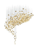 Lure Linear LED Chandelier in Gold and Clear Glass for Modern Interiors