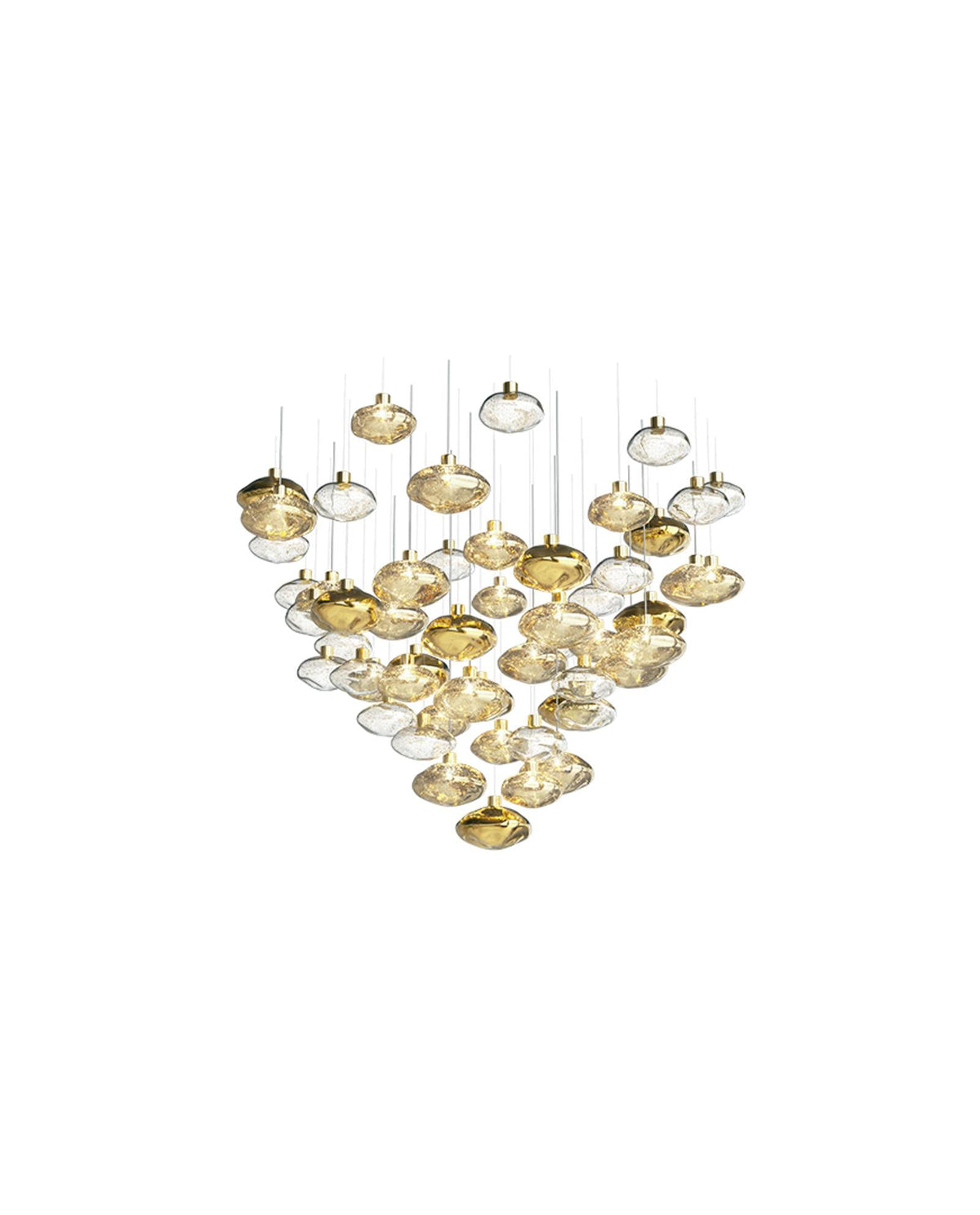 Lure Linear LED Chandelier in Gold and Clear Glass for Modern Interiors