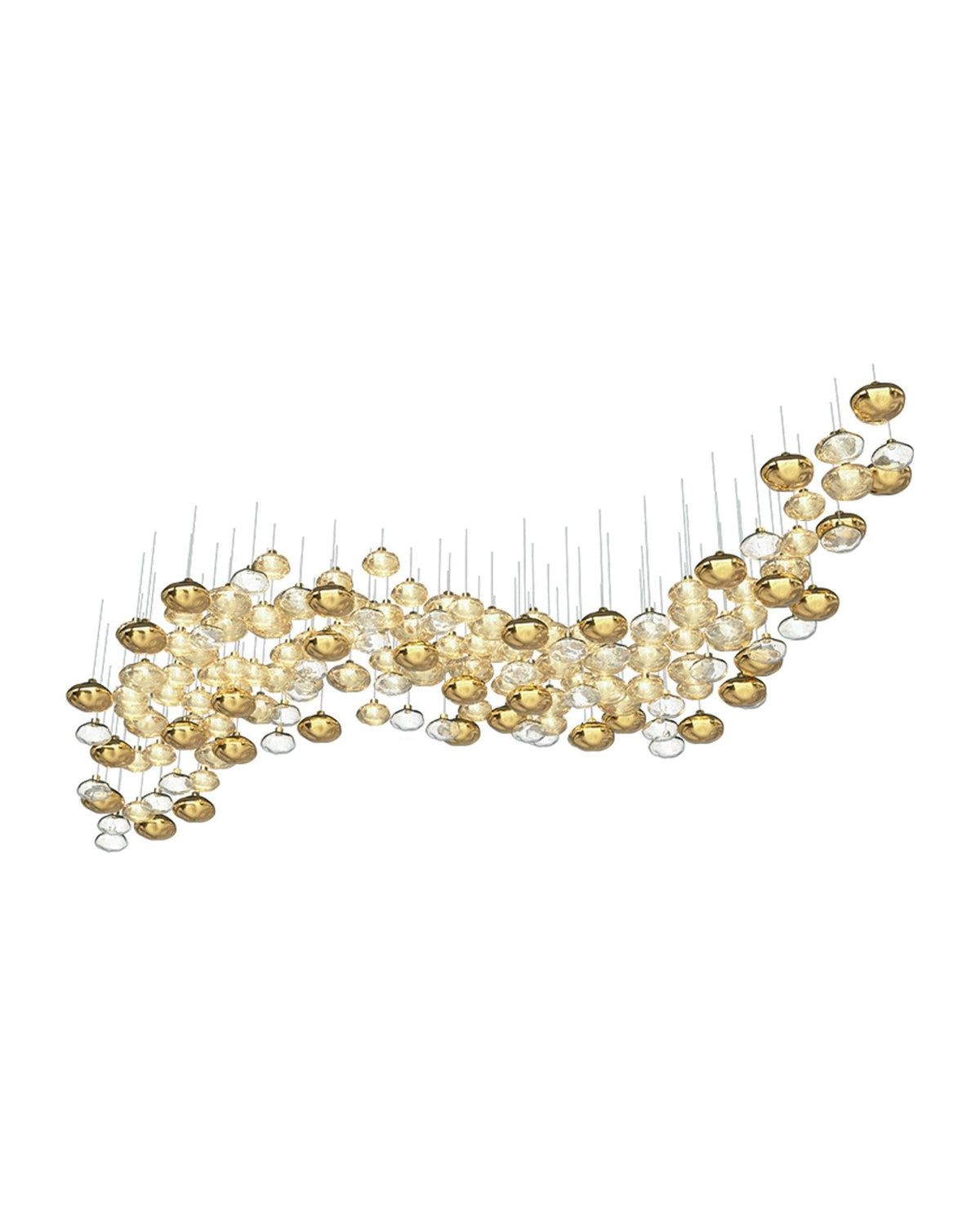 Lure Linear LED Chandelier in Gold and Clear Glass for Modern Interiors