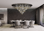 Lure Linear LED Chandelier in Gold and Clear Glass for Modern Interiors