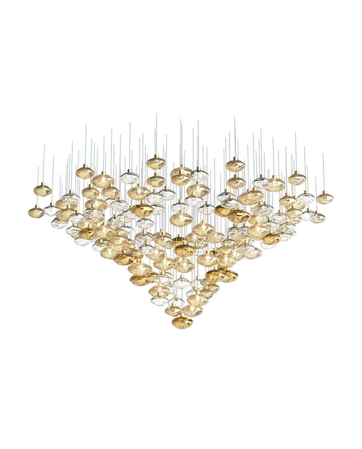 Lure Linear LED Chandelier in Gold and Clear Glass for Modern Interiors