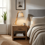 Lurien Sculptural Wood Table Lamp with Fabric Shade for Modern Interiors