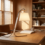 Lurien Sculptural Wood Table Lamp with Fabric Shade for Modern Interiors