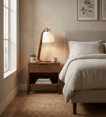 Lurien Sculptural Wood Table Lamp with Fabric Shade for Modern Interiors