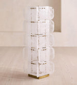 Lush Glass Tower Floor Lamp — 4.6 ft Stacked Textured Glass in Green or White