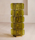 Lush Glass Tower Floor Lamp — 4.6 ft Stacked Textured Glass in Green or White