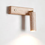 Lustra Torch Wall Sconce in Travertine and Wood