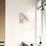 Lustra Torch Wall Sconce in Travertine and Wood
