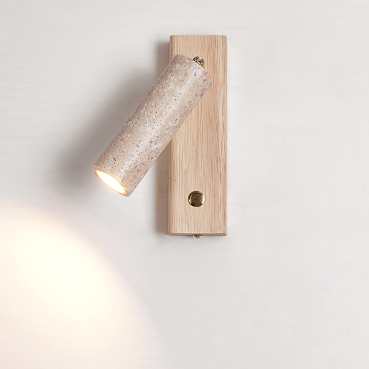 Lustra Torch Wall Sconce in Travertine and Wood