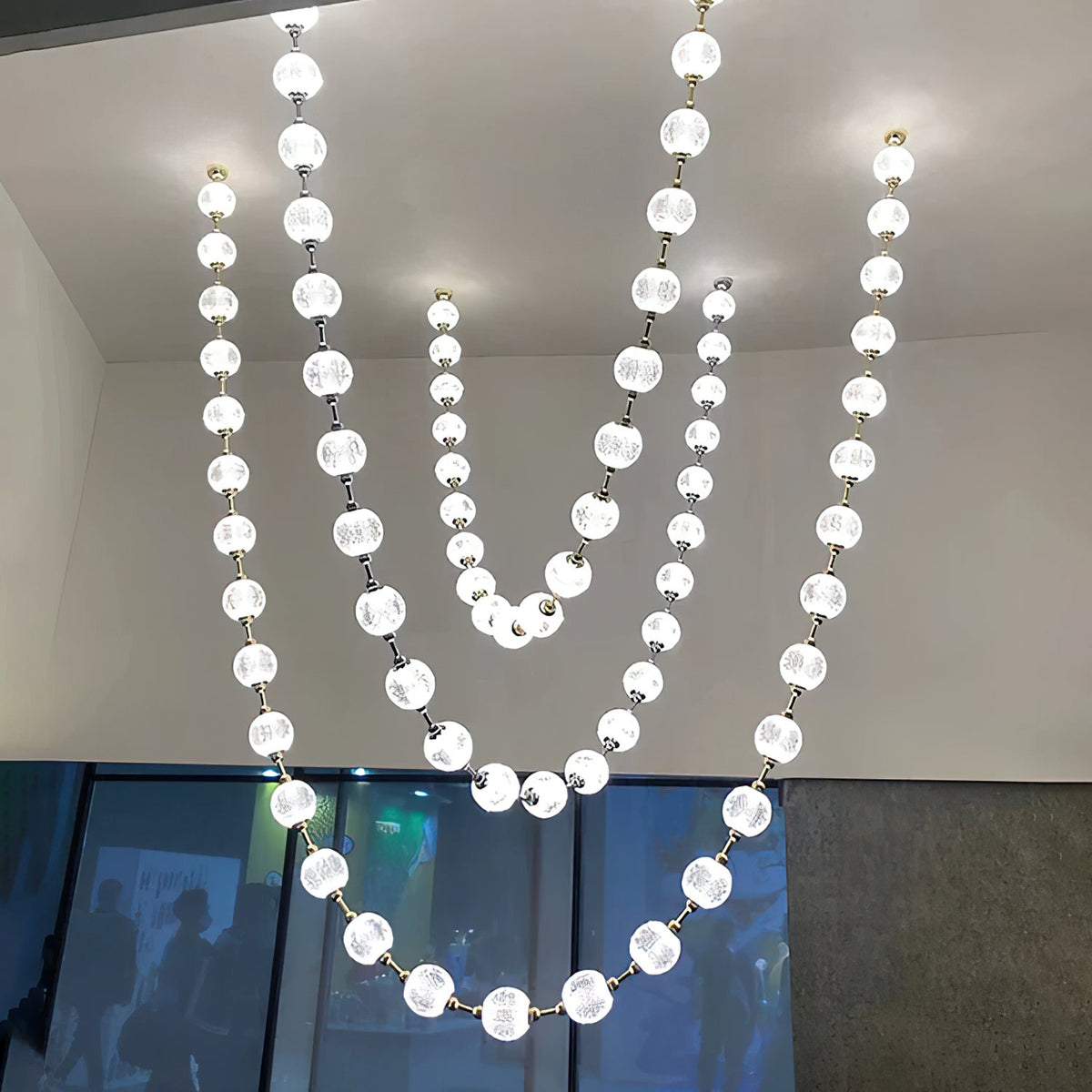 Strand Necklace Chandelier — Modern Gold & Acrylic LED Pendant Light