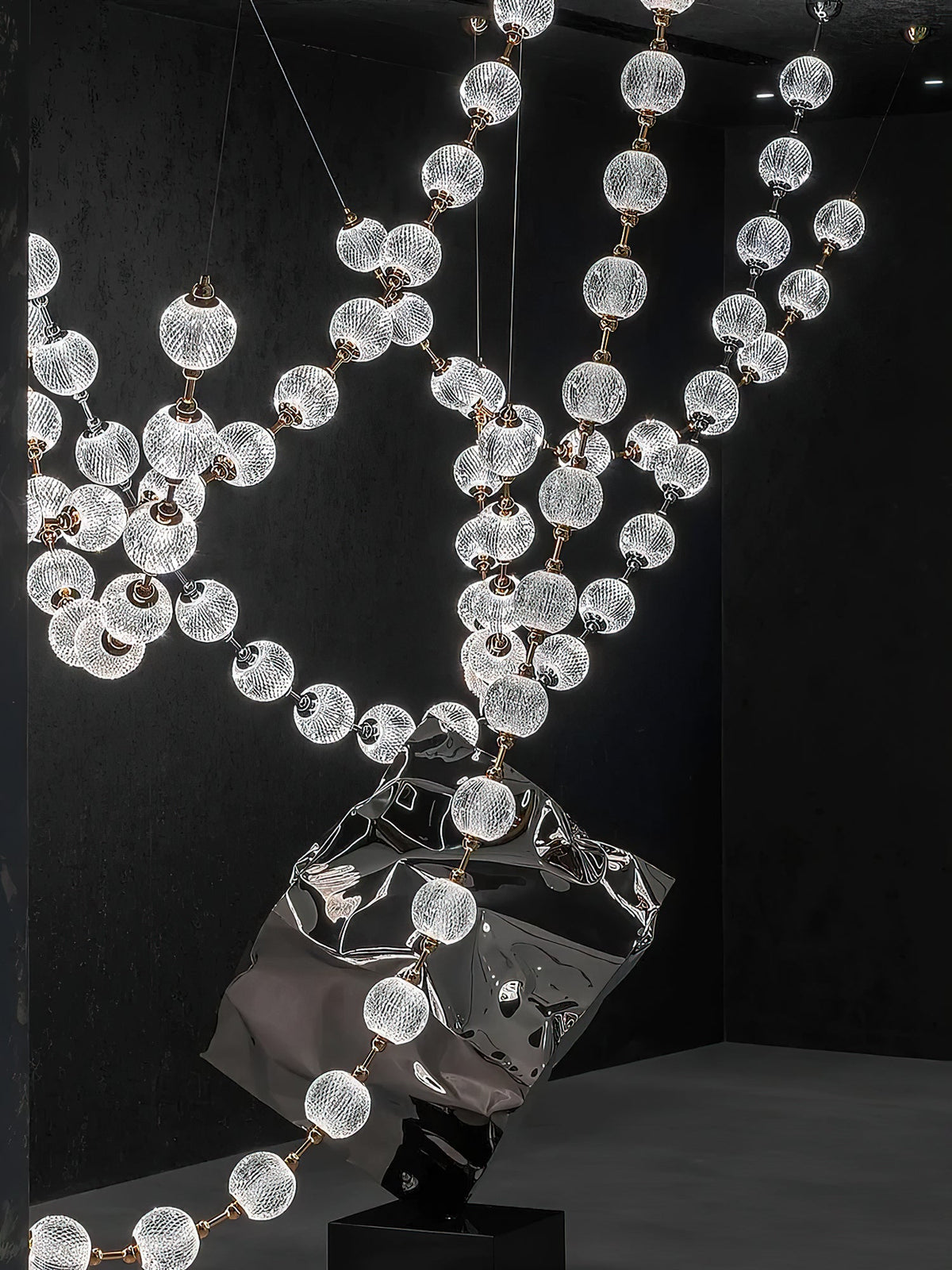 Strand Necklace Chandelier — Modern Gold & Acrylic LED Pendant Light