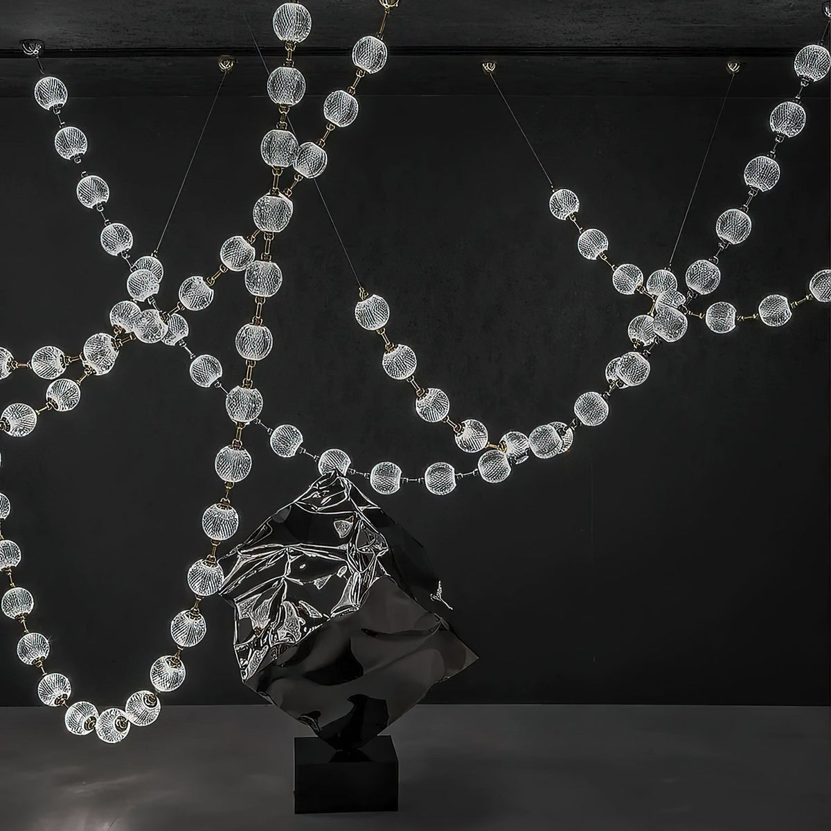 Strand Necklace Chandelier — Modern Gold & Acrylic LED Pendant Light