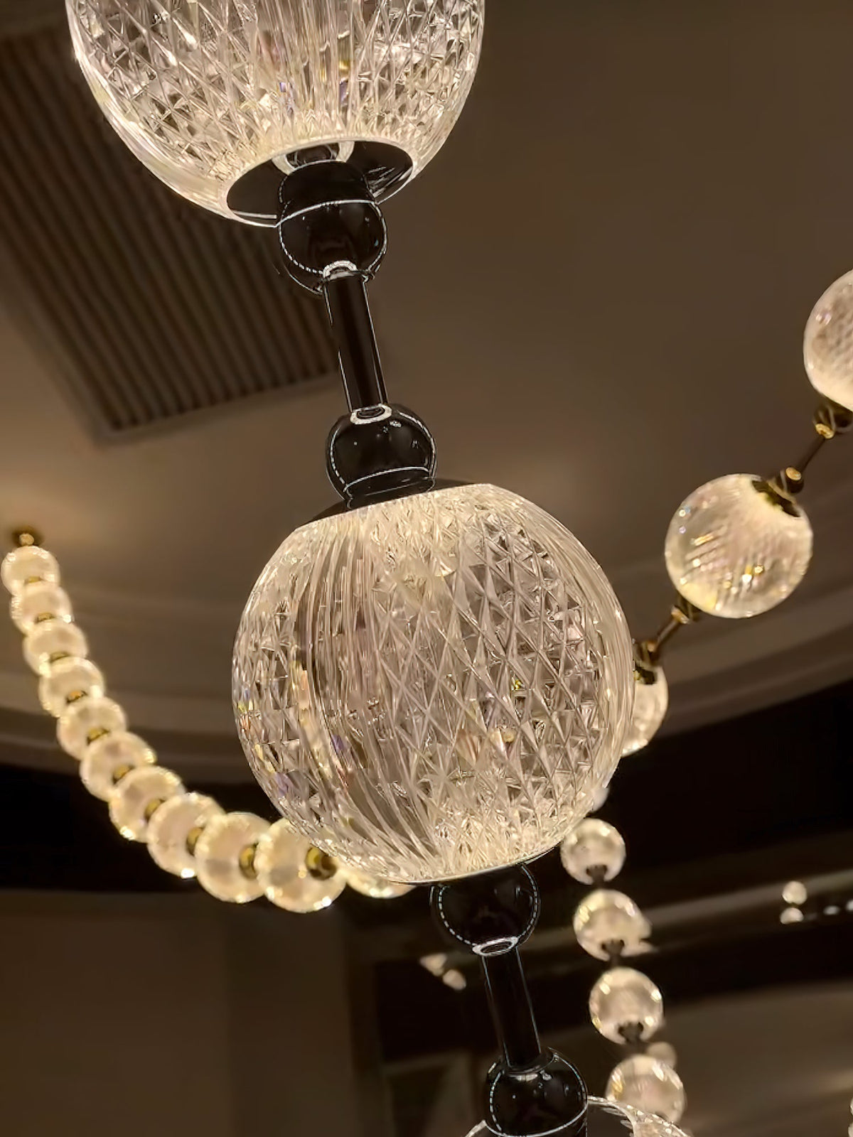 Strand Necklace Chandelier — Modern Gold & Acrylic LED Pendant Light