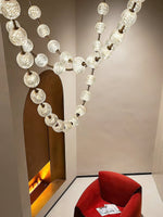 Strand Necklace Chandelier — Modern Gold & Acrylic LED Pendant Light
