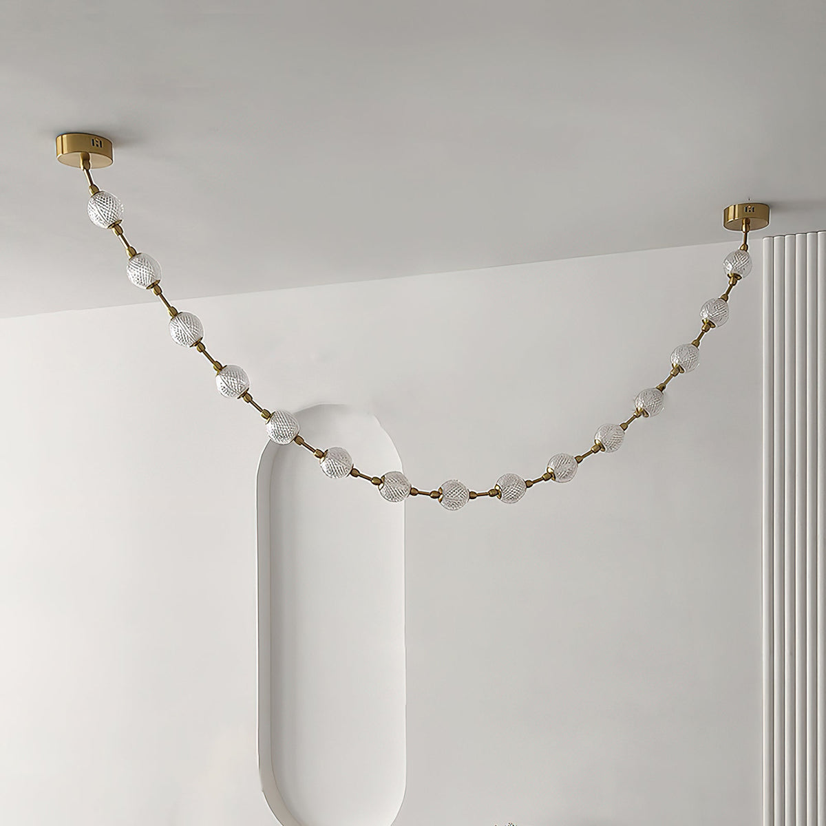 Strand Necklace Chandelier — Modern Gold & Acrylic LED Pendant Light