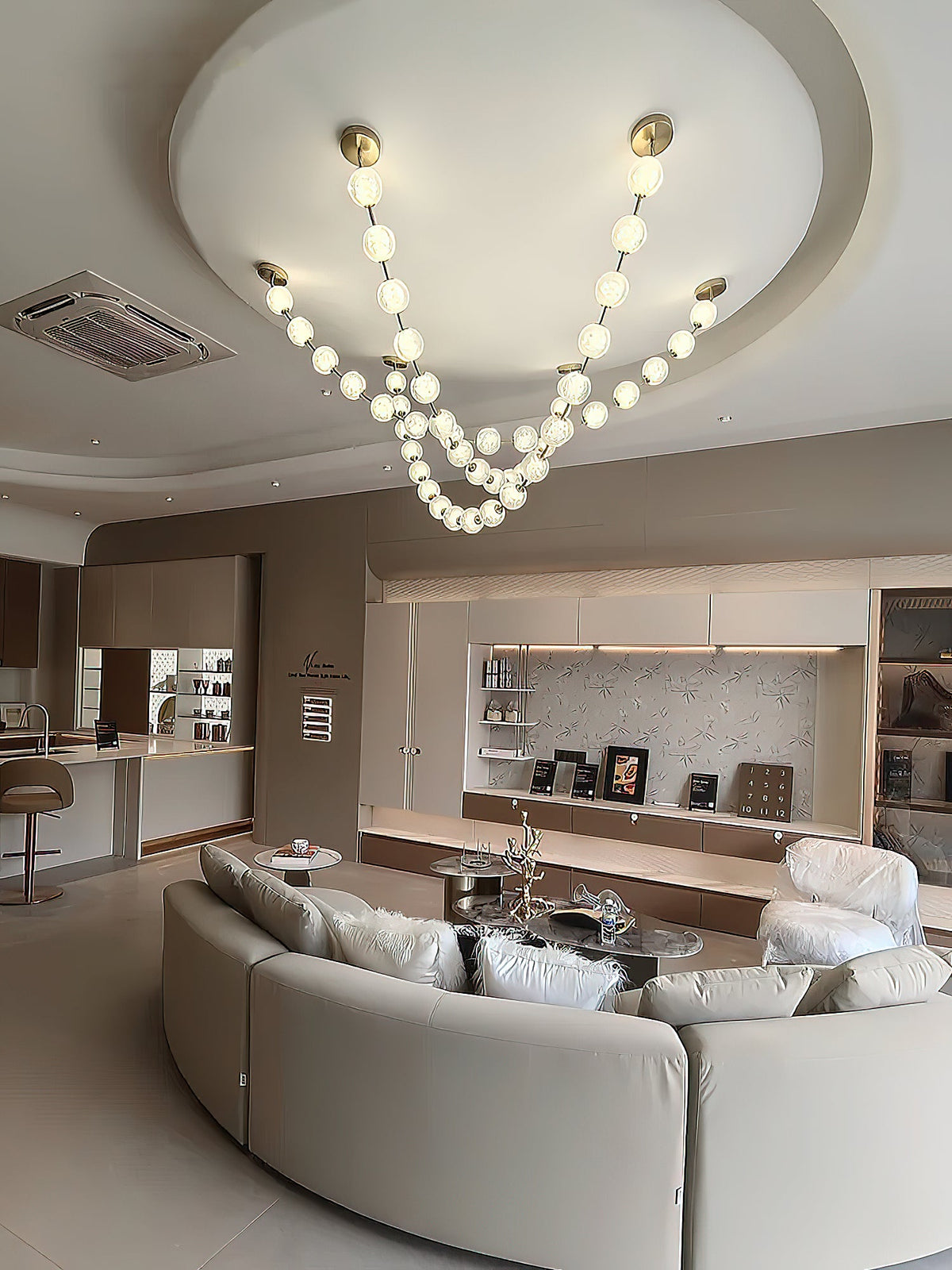 Strand Necklace Chandelier — Modern Gold & Acrylic LED Pendant Light