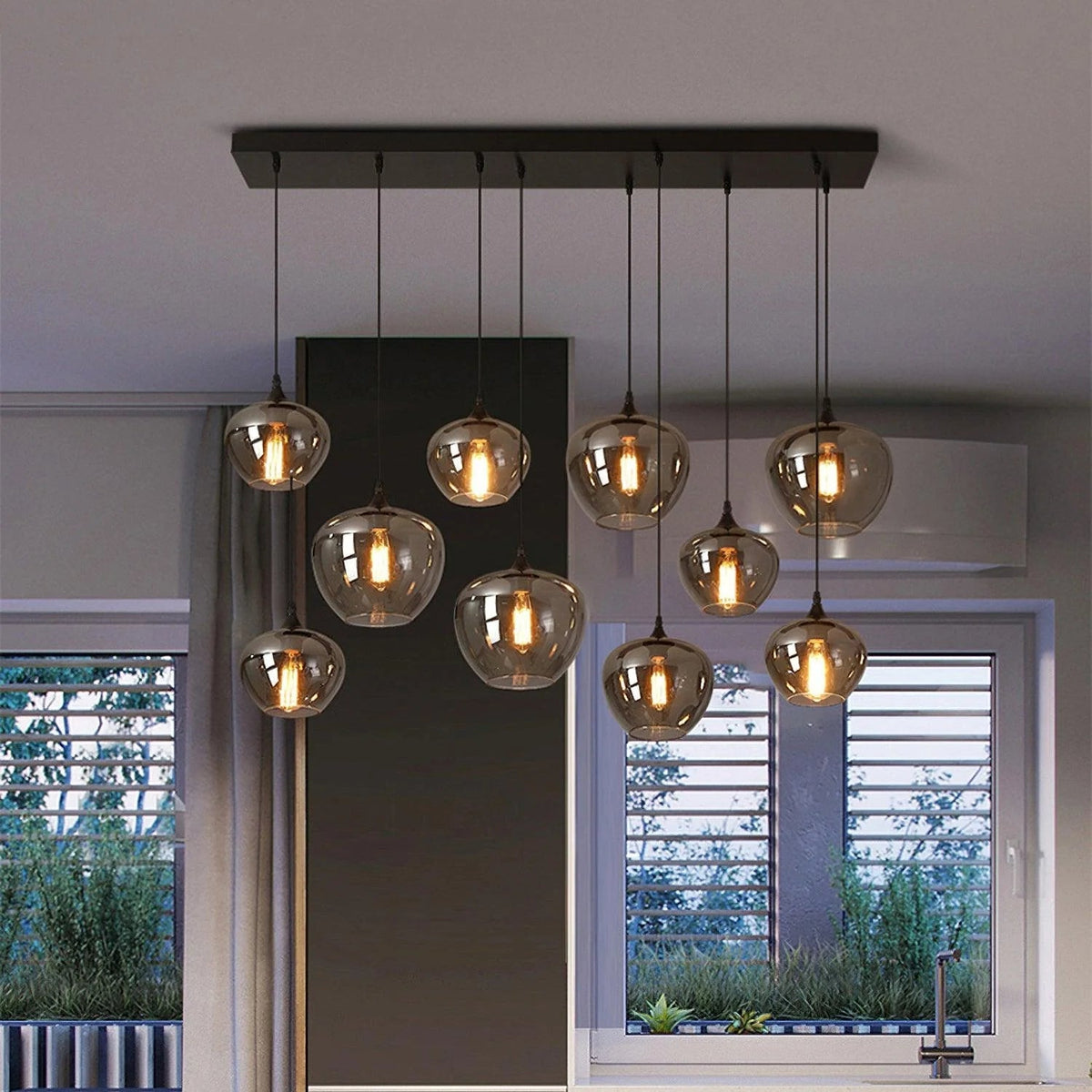 Modern Restaurant Glass Combination Industrial Style Chandelier