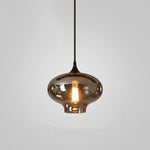 Smoked Glass Swag Pendant Light with Black Metal Accent