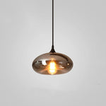 Smoked Glass Swag Pendant Light with Black Metal Accent