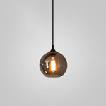 Smoked Glass Swag Pendant Light with Black Metal Accent