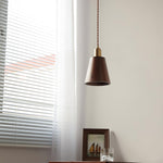 Lyfa Walnut Pendant Light – Modern Brass & Wood Hanging Lamp for Dining, Kitchen, Bedroom